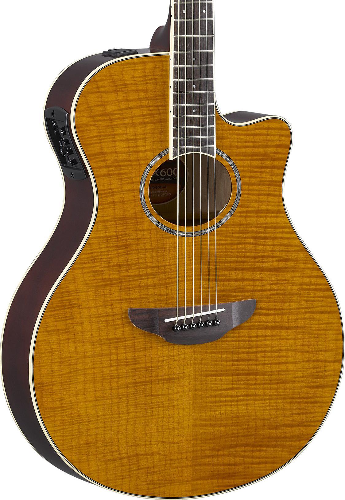 Yamaha APX600FM Thinline Acoustic Electric Guitar - Flamed Maple Amber